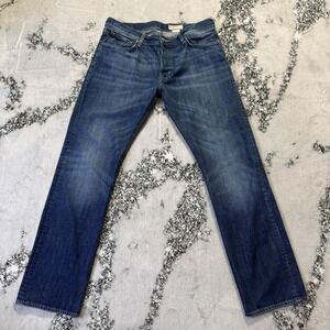 H&M Sliq Jeans Mens Size 36x34 Blue Low Waist Slim Leg Denim Mid Rise‎ Cotton